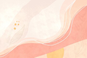 Abstract pastel design with flowing shapes and botanical elements