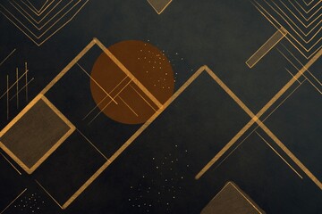 Art deco geometric illustration with golden elements