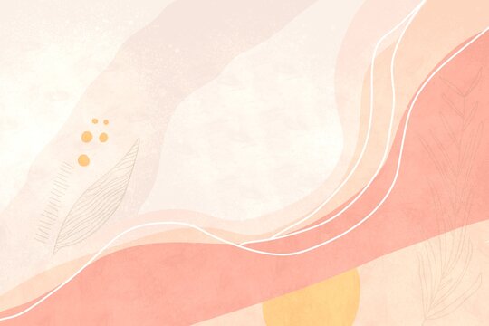Abstract pastel design with flowing shapes and botanical elements