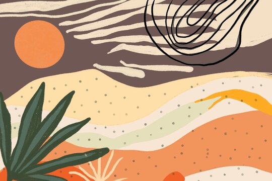 Abstract desert landscape with warm color palette