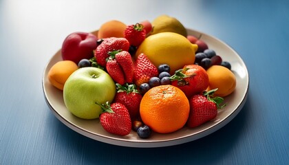 Fresh and delicious-looking fruits on a plate on the table. Really delicious.57