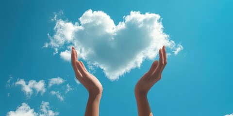 Heart Shaped Cloud Held by Hands