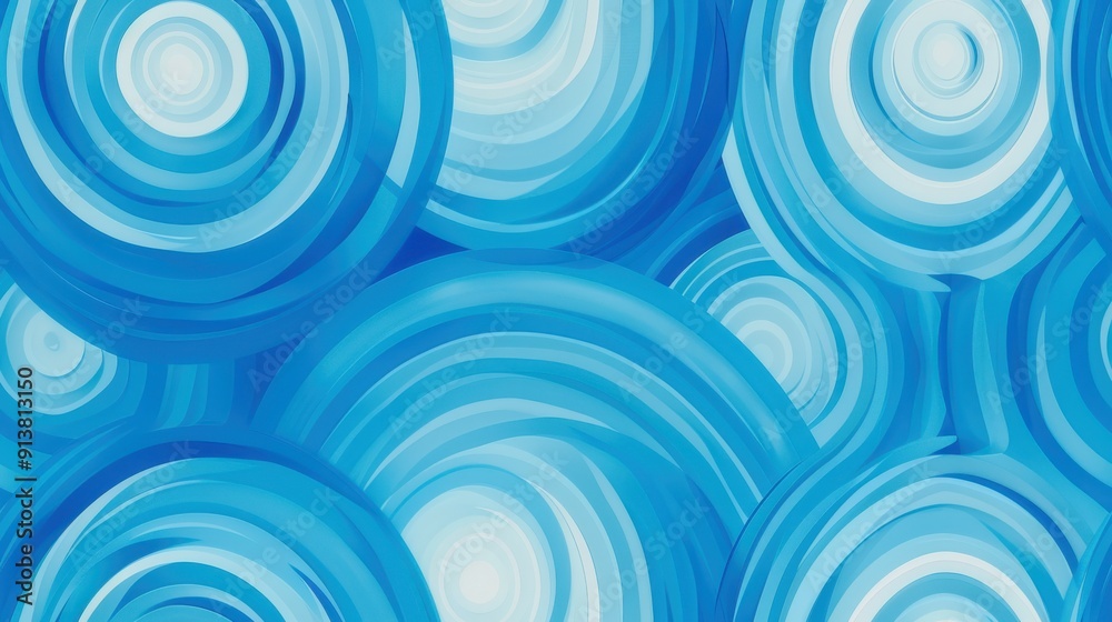 Aufkleber an abstract background pattern with concentric circles in various shades of blue and white. the circ