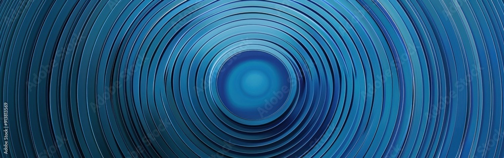 Poster A close-up image of an abstract pattern of concentric circles in varying shades of blue. The circles appear to be layered on top of each other, creating a sense of depth and dimension.
