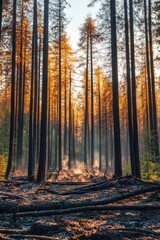 Fototapeta premium Forest Regenerating After Wildfire