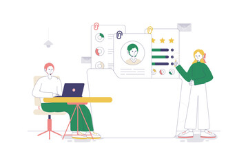 Employee Job Hiring Flat Style Illustration