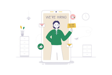 Employee Job Hiring Flat Style Illustration