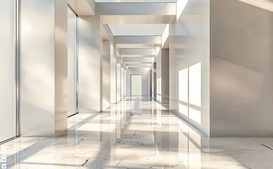 Obraz premium Modern Interior Design: White Hallway with Marble Floor
