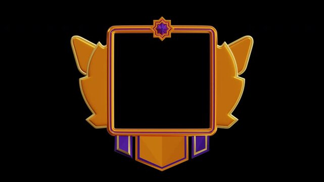 3D Animation of Amazing Gold Wings Level Frame | Alpha Channel