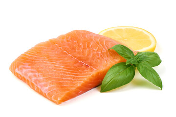 Salmon, fresh salmon fillet isolated on white background.