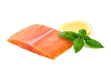 Salmon, fresh salmon fillet isolated on white background.