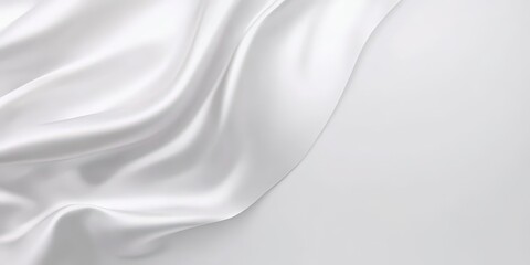 Fototapeta premium Elegant White Silk Fabric Draped on a White Background