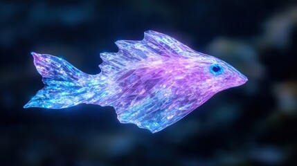 Fototapeta premium Glowing transparent fish with vibrant colors
