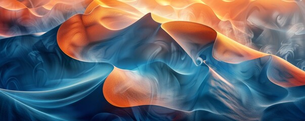 Obraz premium Abstract high-resolution poster with flowing orange and blue waves
