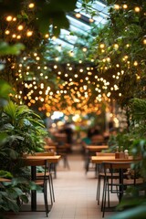 Food Court in Shopping Mall A Blurred Background 