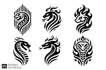 Obraz premium Dragon head tribal tattoo graphic design templates