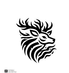 Naklejka premium Deer tribal tattoo graphic design ideas template