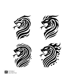 Obraz premium Set of snake head tribal tattoo graphic design vector templates
