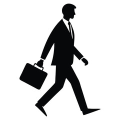 Walking Businessman Silhouette with Briefcase