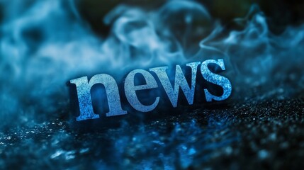 Creative blue "news" text on background