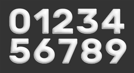 Halftone dots number set. Dotted font vector.