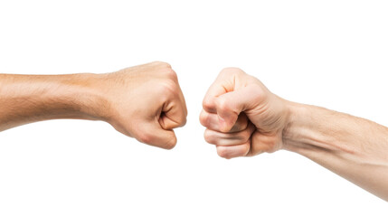 Hands giving each other a fist bump on transparent background