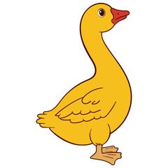 Standing Cartoon Goose with Long Neck Illustration