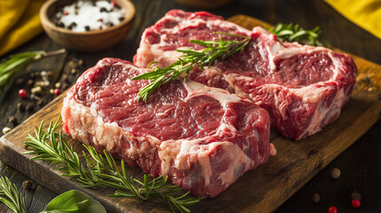 Fototapeta premium raw beef steak with vegetables
