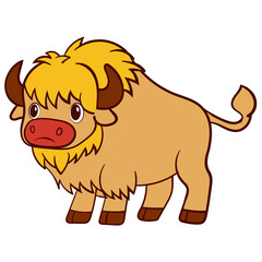 Cute Cartoon Bison Illustration for Children's Stories
