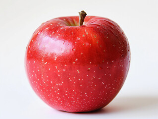 Fresh Red Apple Sitting on White Surface With Natural Light Illuminating Its Texture and Color