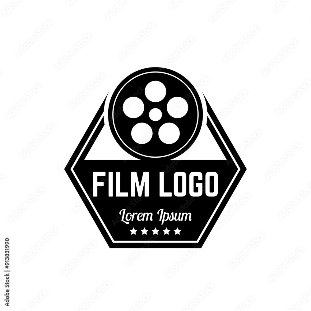 Sticker Cinema Logo Vector Template Isolated On White Background