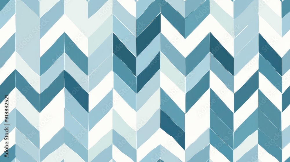 Poster The image shows a repeating pattern of blue and white chevrons. The chevrons are arranged in a vertical orientation, and the colors are gradient, creating a sense of depth and movement. The pattern is