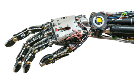 Robot hand on transparent background