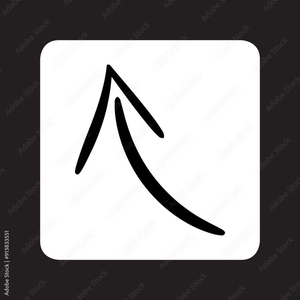 Poster curved arrow icon vector. arrow pointer logo design. arrow up vector icon illustration in square iso