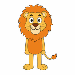 Funny Friendly Lion for Kids - Vector Illustration, Cartoon Clipart