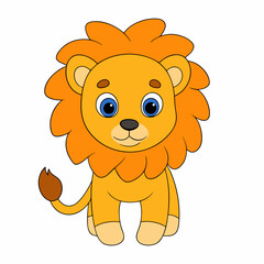 Funny Friendly Lion for Kids - Vector Illustration, Cartoon Clipart