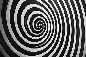 Obraz premium Pulsating concentric circles, dynamic motion, radiating from center, hypnotic energy, black and white contrasts, fluid shapes, kaleidoscopic effect, kinetic art, optical illusion