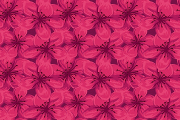 Burgundy seamless florals pattern. Vector hand drawing. Abstract artistic shapes flowers print. Designs ornament for textiles, fabric, cover