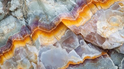 A close-up of a rock surface with colorful mineral deposits and crystals, showcasing the geological diversity and beauty found within natural rock formations