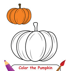 Pumpkin coloring page, coloring book for kids, pumpkin isolated vector, pumpkin drawing coloring book for children