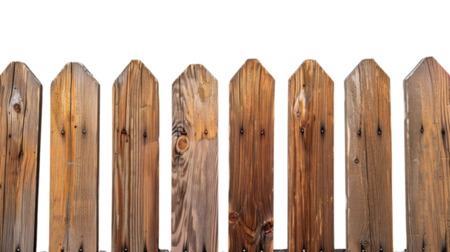 Wooden fence on transparent background