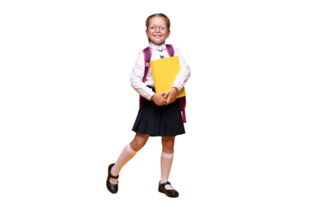 education, school, childhood, people and vision concept - smiling cute little girl with black eyeglasses