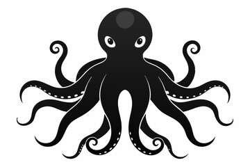 octopus silhouette, octopus icon vector illustration	
