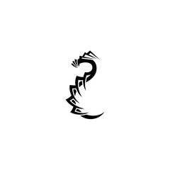 logo tribal dragon template with flat style in black color