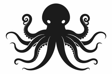 octopus silhouette, octopus icon vector illustration	
