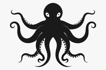 octopus silhouette, octopus icon vector illustration	
