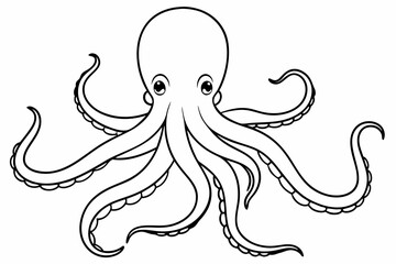 octopus line art vector,  octopus icon silhouette vector illustration	
