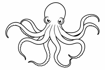 octopus silhouette, octopus icon vector illustration	
