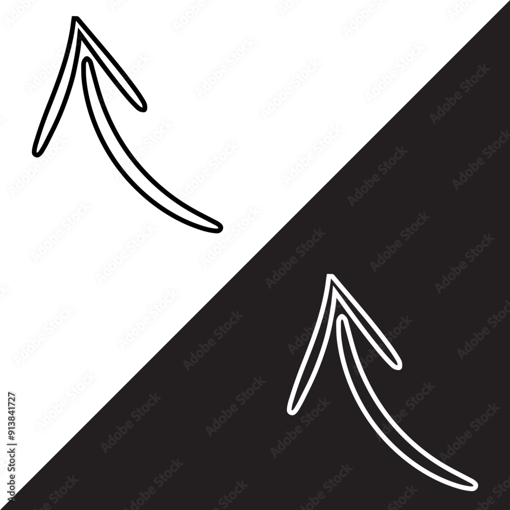 Poster curved arrow icon vector. arrow pointer icon sign symbol in trendy flat style. arrow up vector icon 