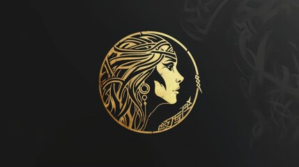 A feminine viking shield maiden logo
